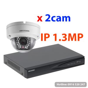 Lắp đặt trọn gói 02 camera quan sát Hikvision IP 1.3MP