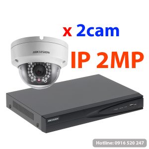 Lắp đặt trọn gói 02 camera quan sát Hikvision IP 2MP