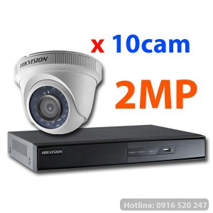 Lắp đặt trọn gói 10 camera quan sát Hikvision HD-TVI 2MP