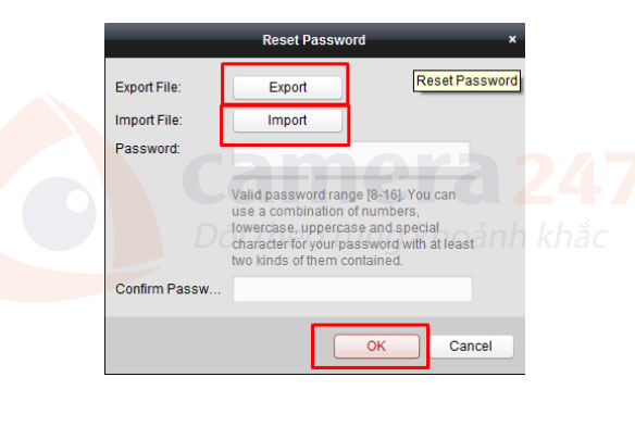 Quy trình khôi phục mật khẩu cho sản phẩm Hikvision