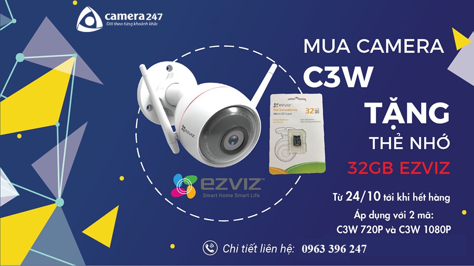 Mua Camera Ezviz C3W tặng thẻ nhớ 32GB